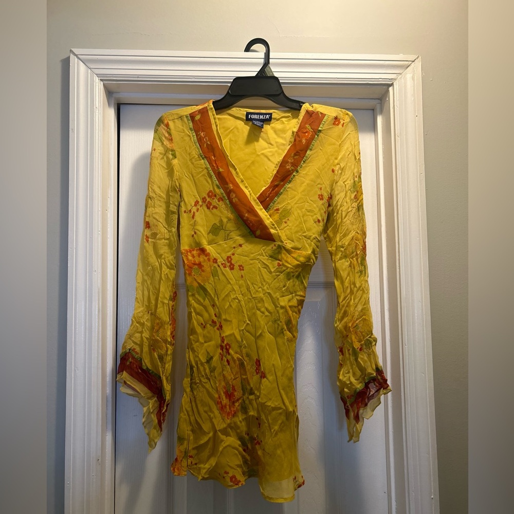 Forenza Yellow and Orange Floral Blouse